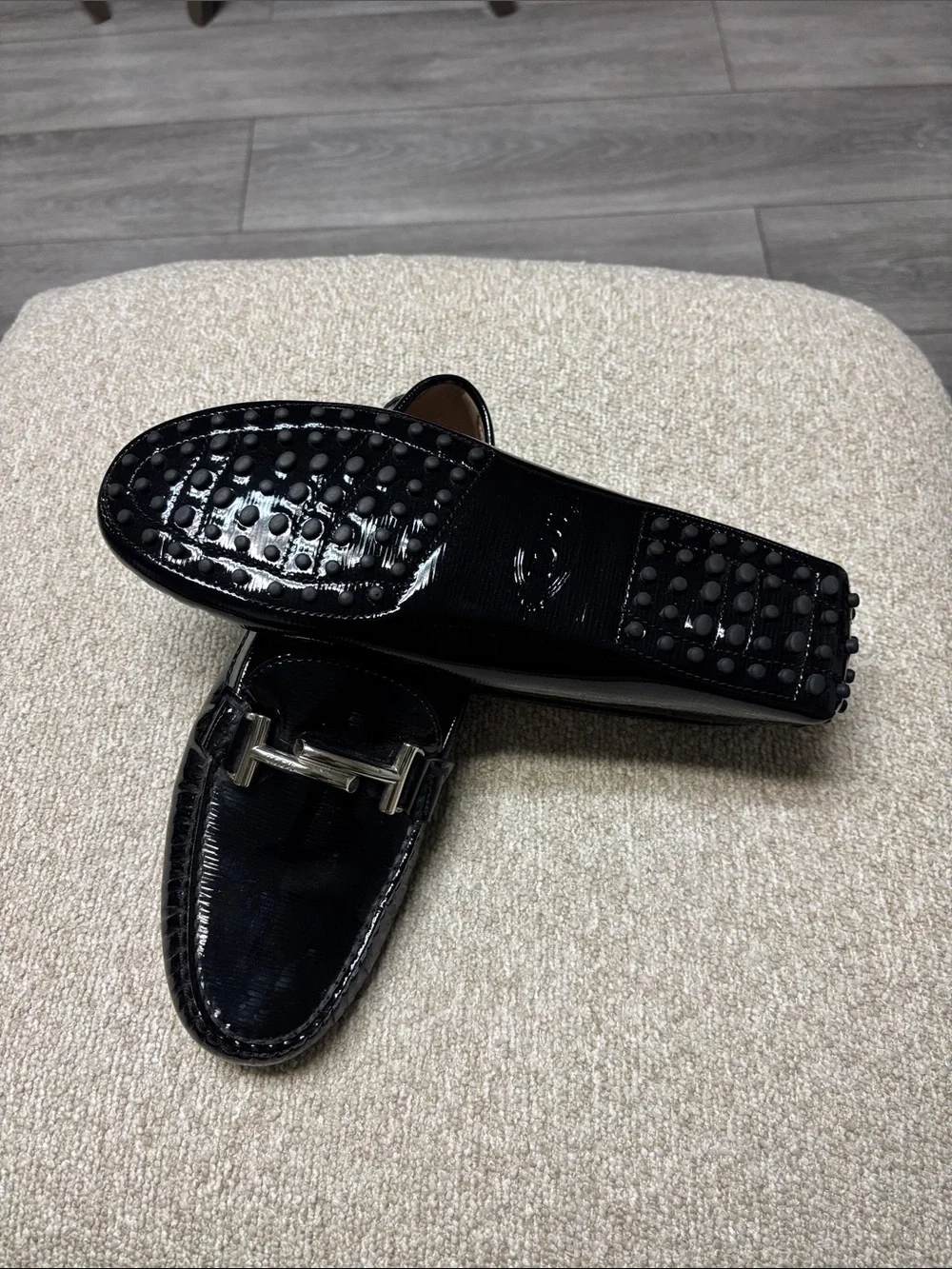 TOD'S Black Patent Leather Bit Loafers